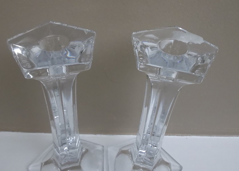 Chippendale Style Crystal Candlesticks