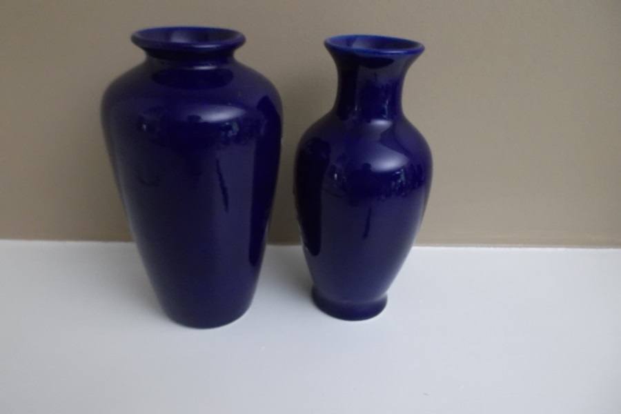 Two Cobalt Blue Asian Vases