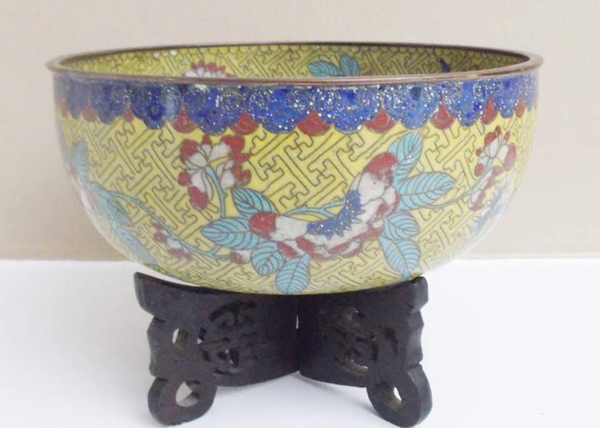 Chinese Cloisonne Bowl and Stand