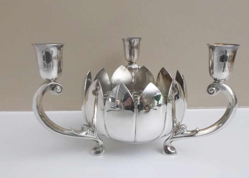 Two Reed and Barton Water Lily Candlestick Center Pieces