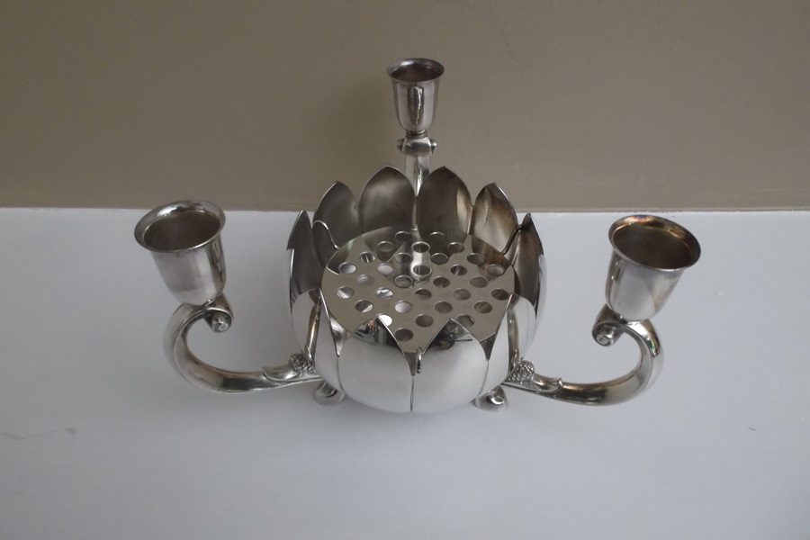 Two Reed and Barton Water Lily Candlestick Center Pieces