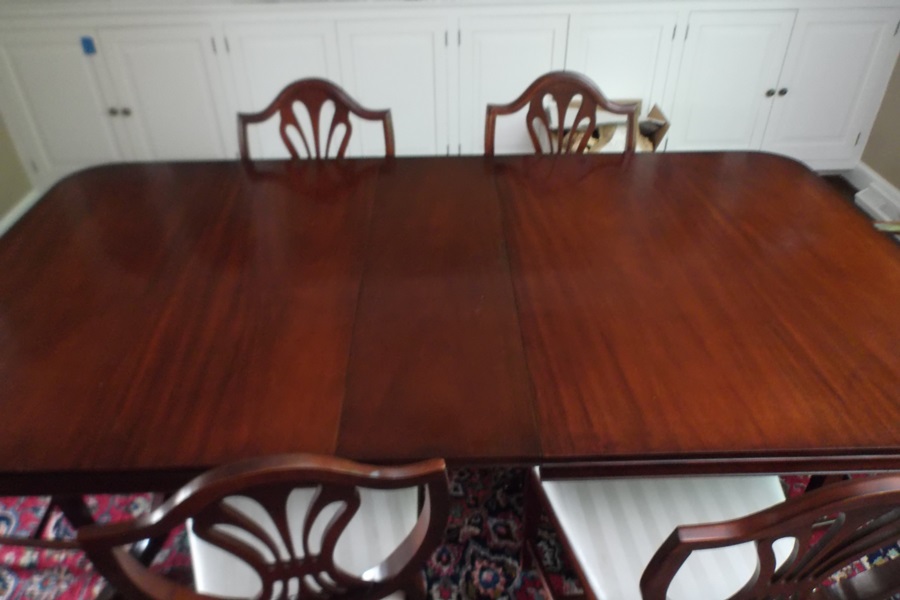 Duncan Phyfe Style Dining Table and Hepplewhite Style Chairs
