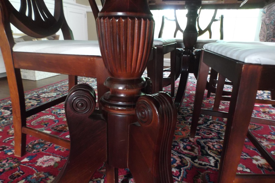 Duncan Phyfe Style Dining Table and Hepplewhite Style Chairs