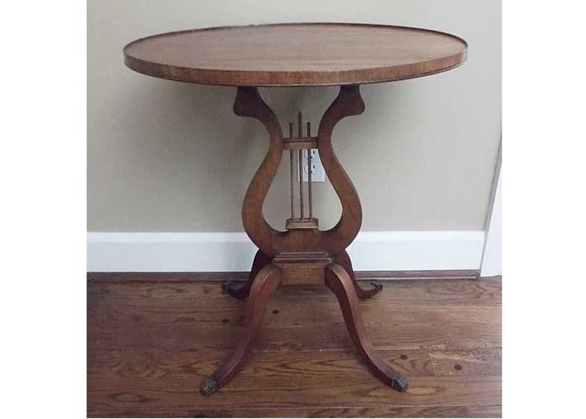 Hepplewhite Style Lyre Pedestal Side Table