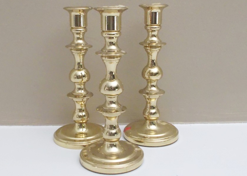 Three Baldwin Brass Candlesticks