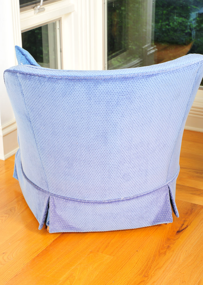 Pair of Blue Chairs and Ottoman