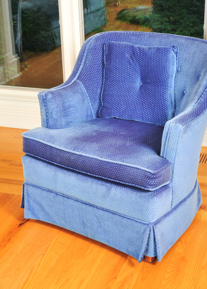 Pair of Blue Chairs and Ottoman