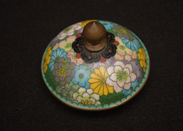 Colorful Floral Cloisonne Ginger Jar With Lid