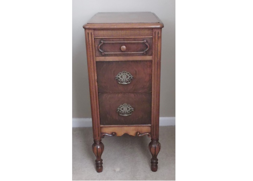 Victorian Three Drawer Bedside Table