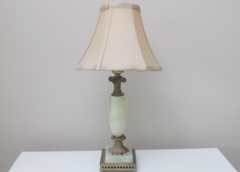 Empire Style Green Onyx and Brass Table Lamp
