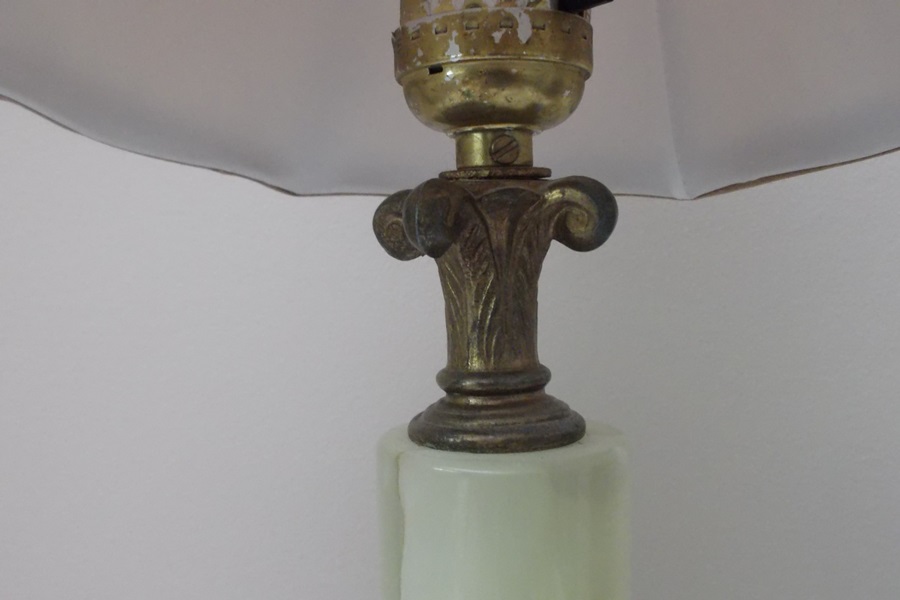Empire Style Green Onyx and Brass Table Lamp