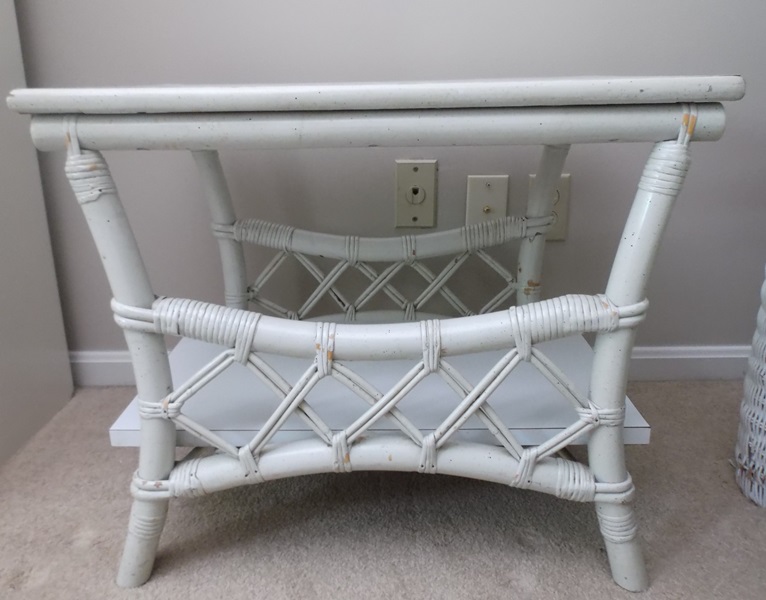 Ficks Reed White Washed Rattan Side Table