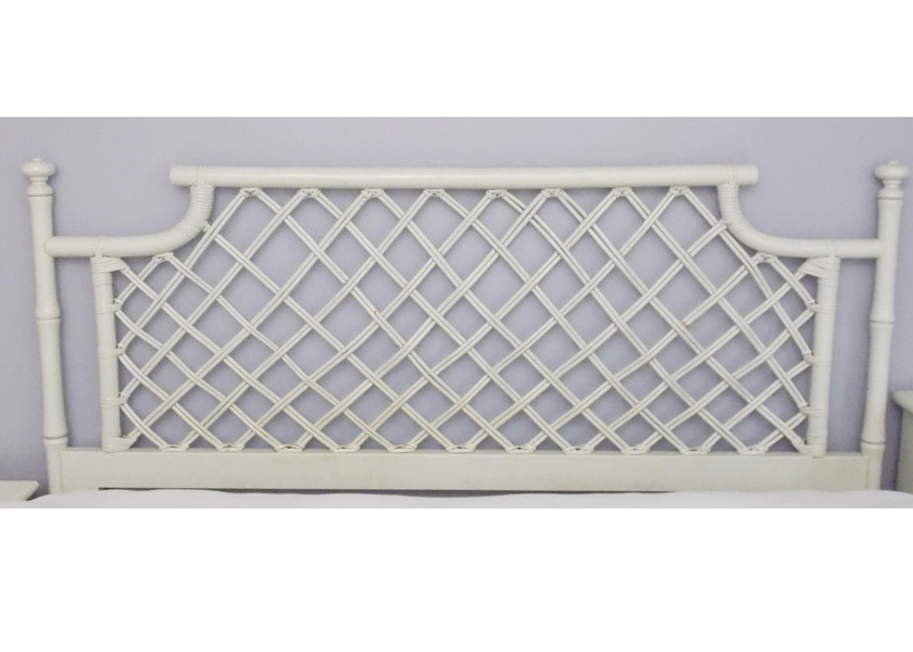Ficks Reed White Washed Rattan Head Board