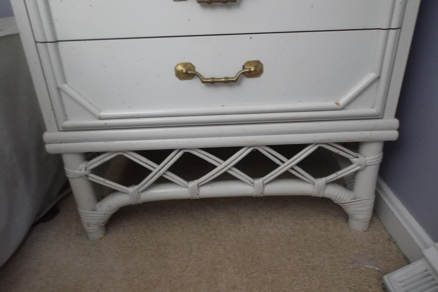 Ficks Reed White Washed Rattan Bed Side Table