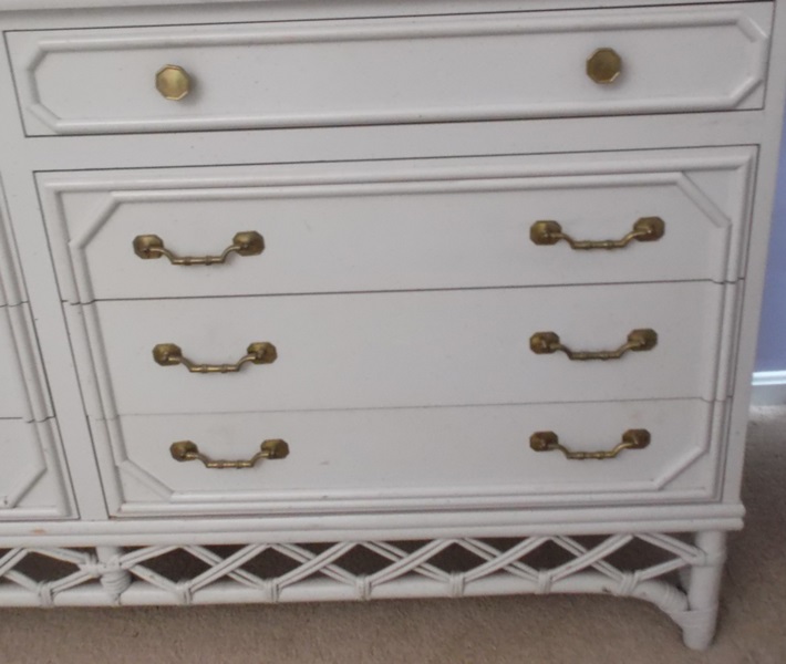 Ficks Reed White Washed Rattan Nine Drawer Dresser