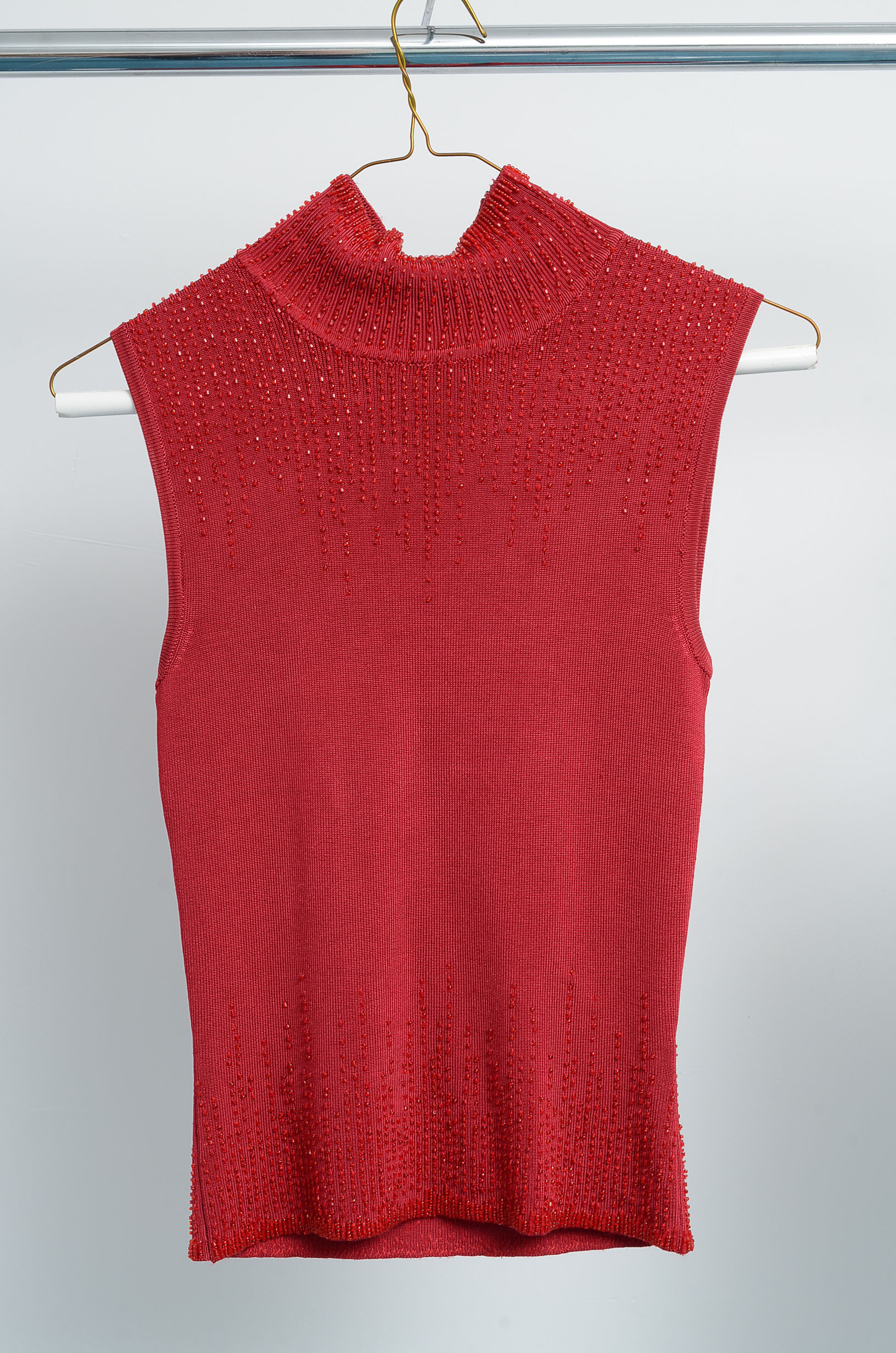 Carmen Marc Valvo Red Top and Prada Skirt