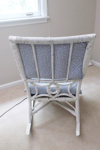 White Wicker Rocking Chair with Cushions