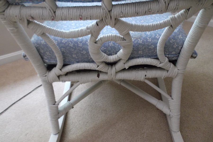 White Wicker Rocking Chair with Cushions