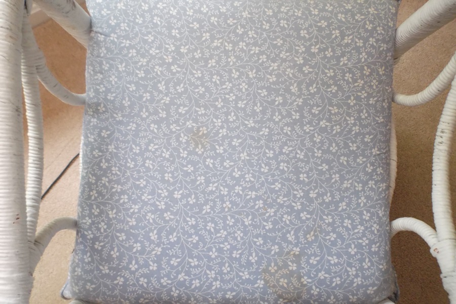 White Wicker Rocking Chair with Cushions