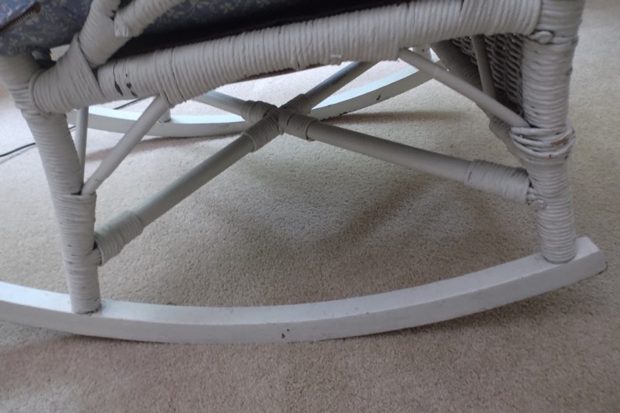 White Wicker Rocking Chair with Cushions