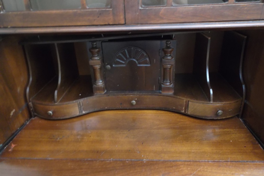 Mahogany Chippendale Style Bookcase Secretary