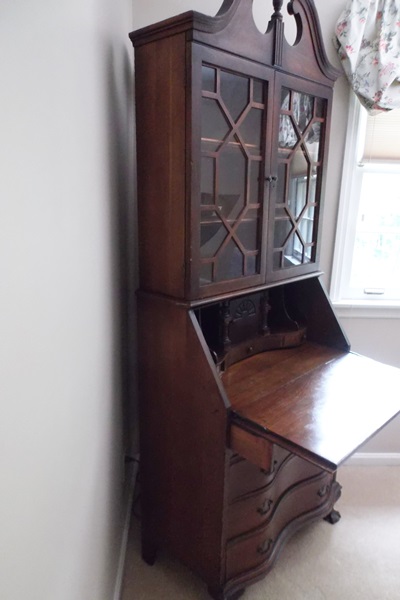 Mahogany Chippendale Style Bookcase Secretary