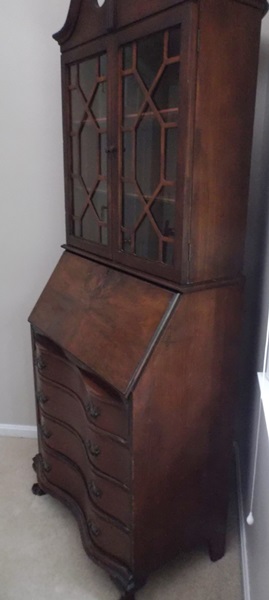 Mahogany Chippendale Style Bookcase Secretary
