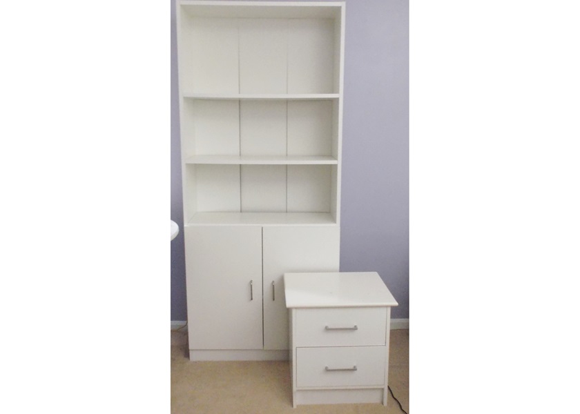 Two White Laminate Furniture Pieces