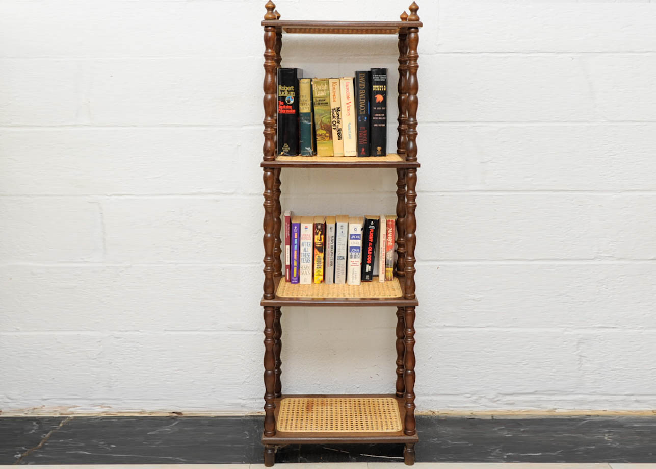 Wooden Shelf and Assorted Books