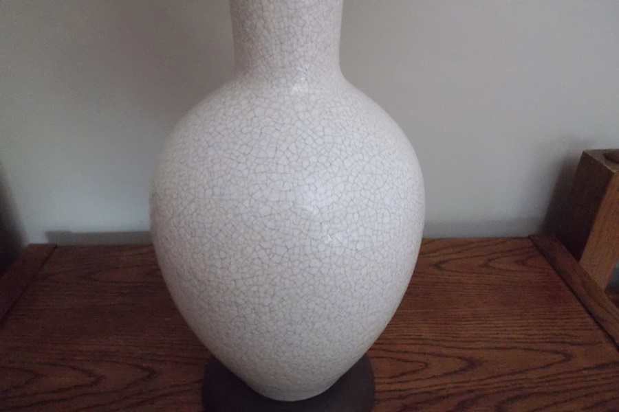 Pair of Crackled Pottery Lamps