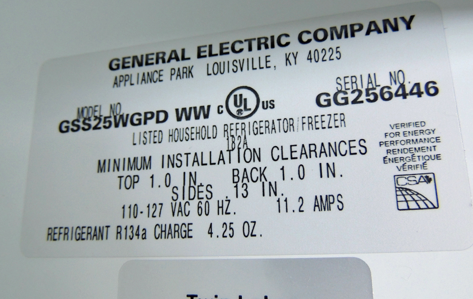 White GE Side By Side Refrigerator