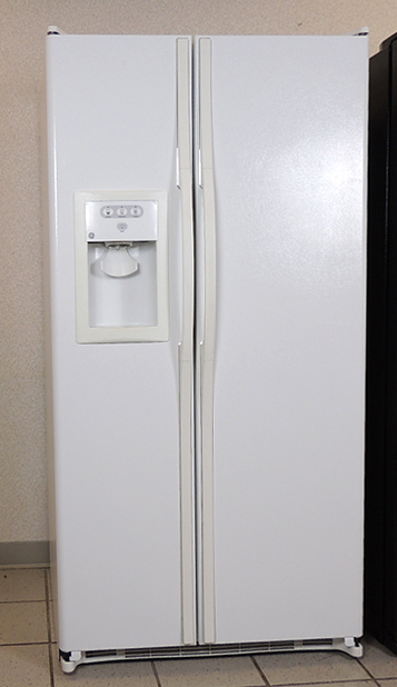 White GE Side By Side Refrigerator