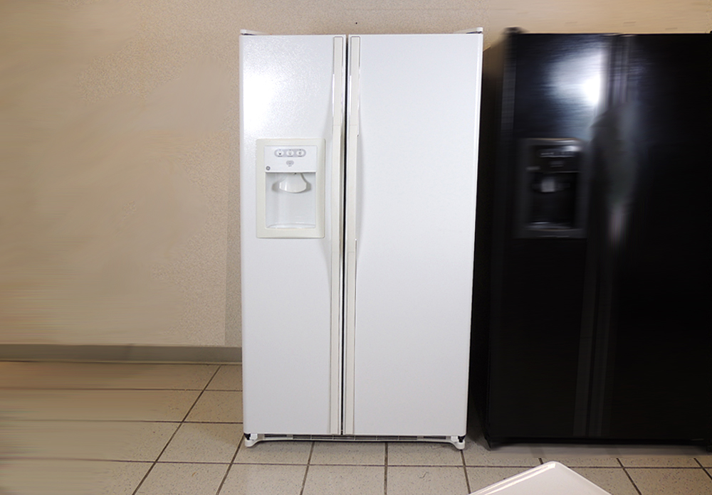 White GE Side By Side Refrigerator