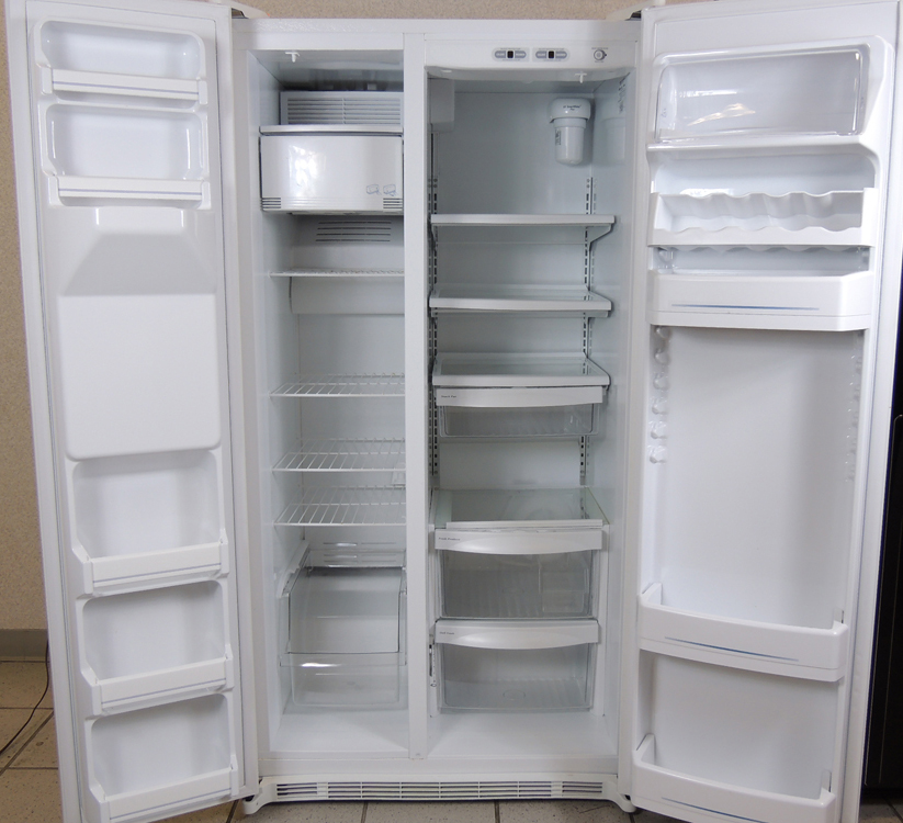 White GE Side By Side Refrigerator
