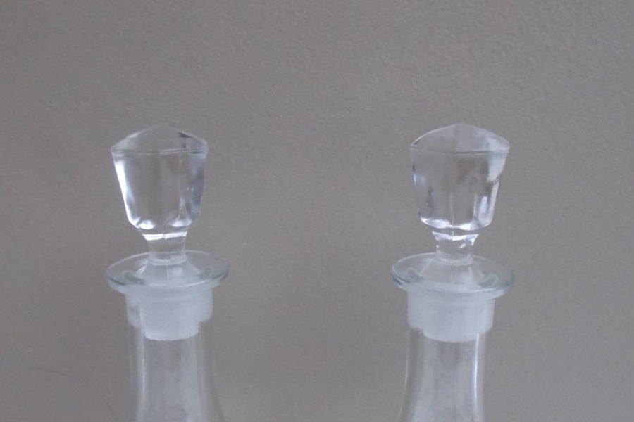 Two Etched Glass Decanters