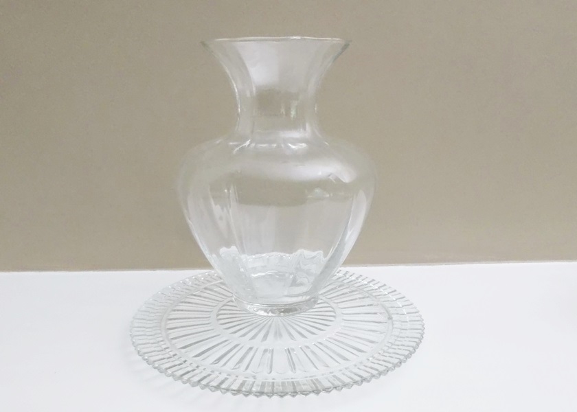 Glass Vase and Cake Plate