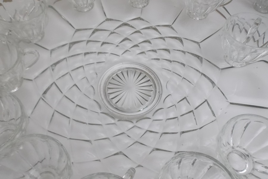 Vintage Glass Punch Bowl Set