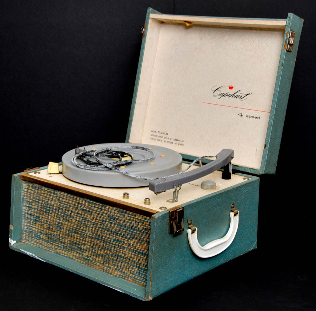 Duo of Record Players and Various Singles