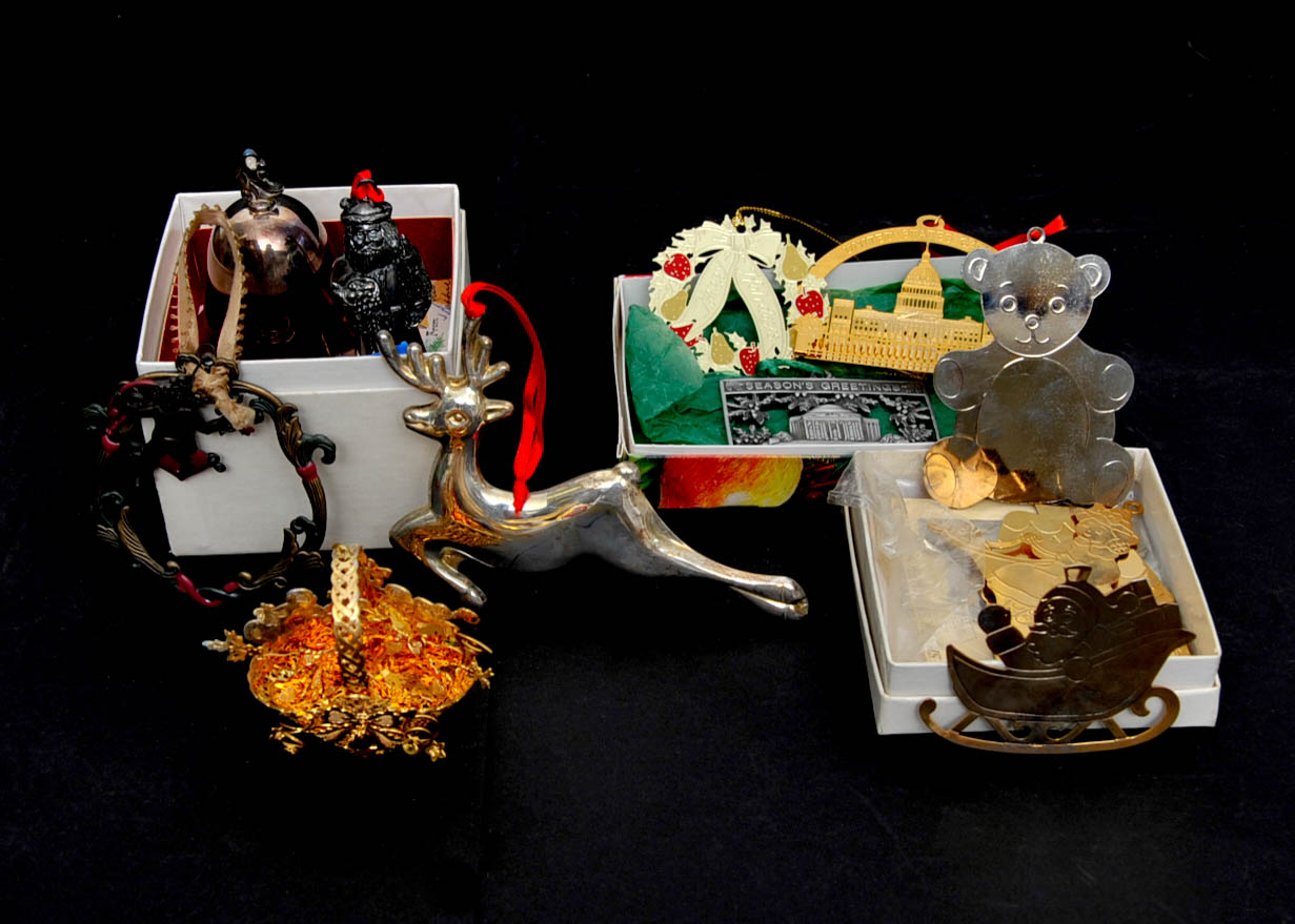 Variety of Silver and Gold Ornaments