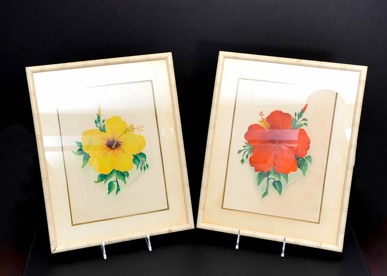 Two Signed Original Acrylic Floral Paintings