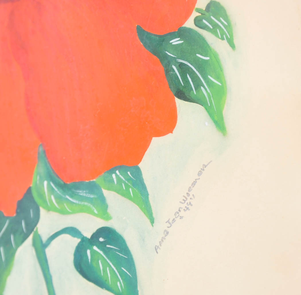 Two Signed Original Acrylic Floral Paintings