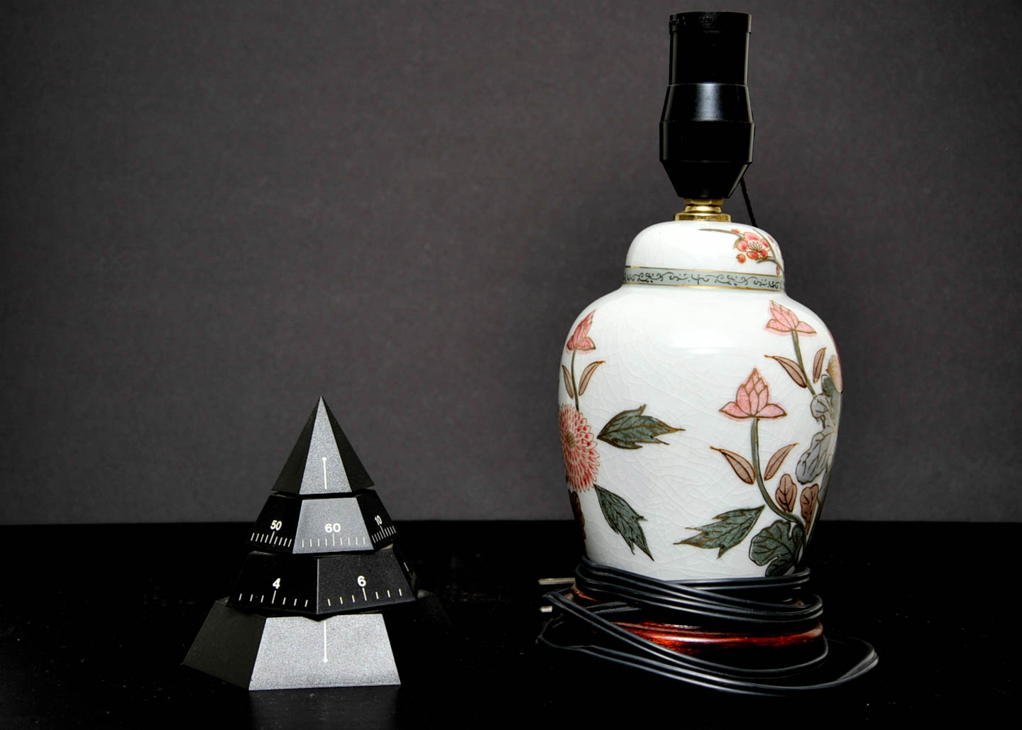 Ceramic Floral Painted Lamp and a Clock