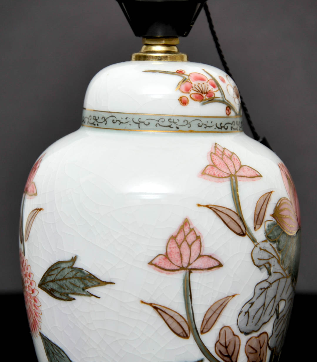 Ceramic Floral Painted Lamp and a Clock