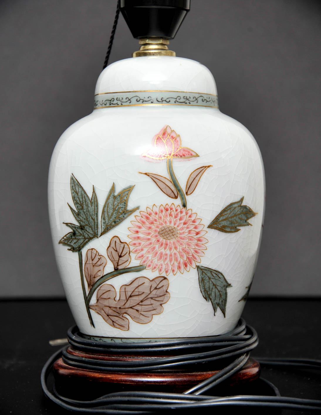 Ceramic Floral Painted Lamp and a Clock