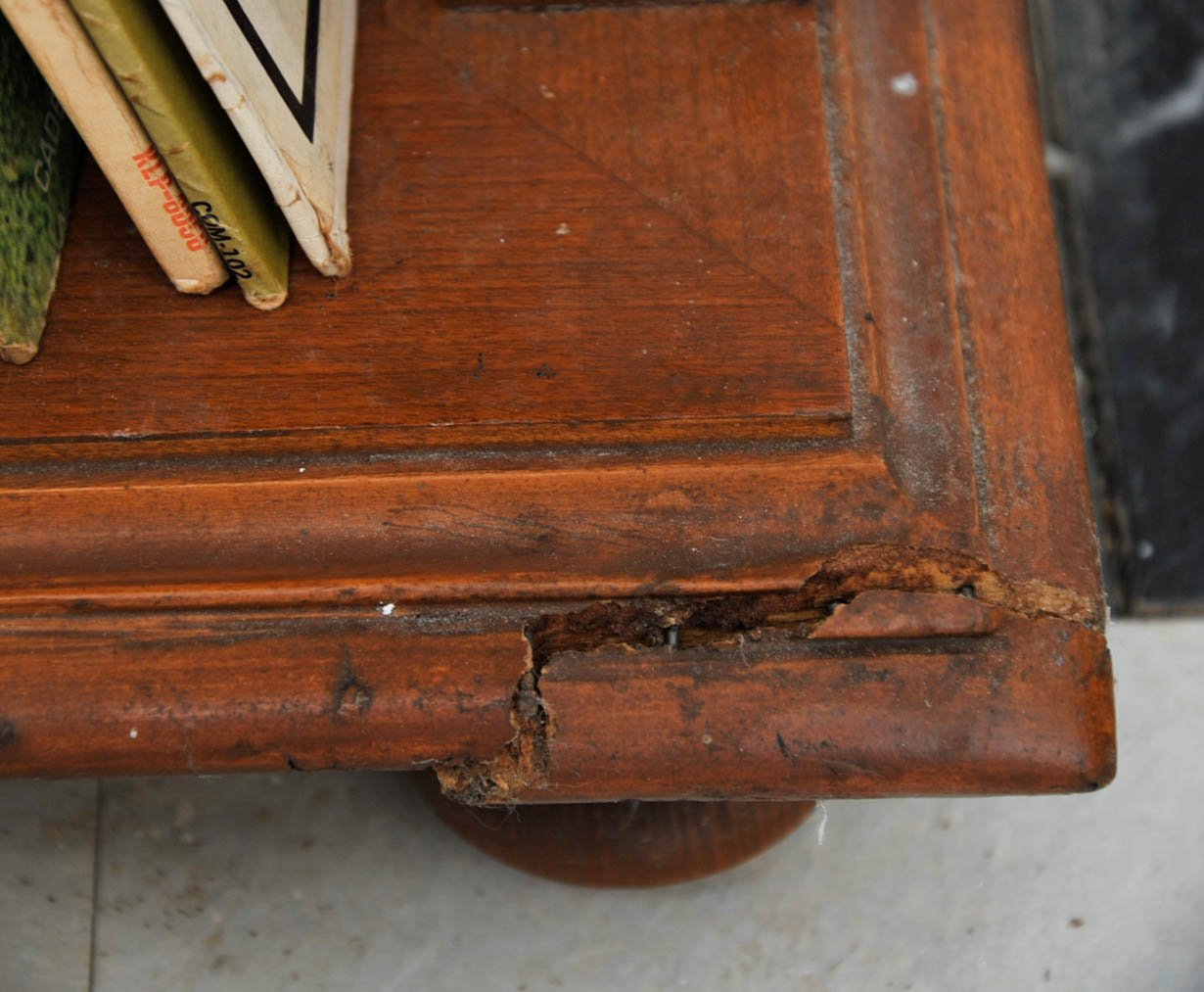 Wooden Record Shelf with Records