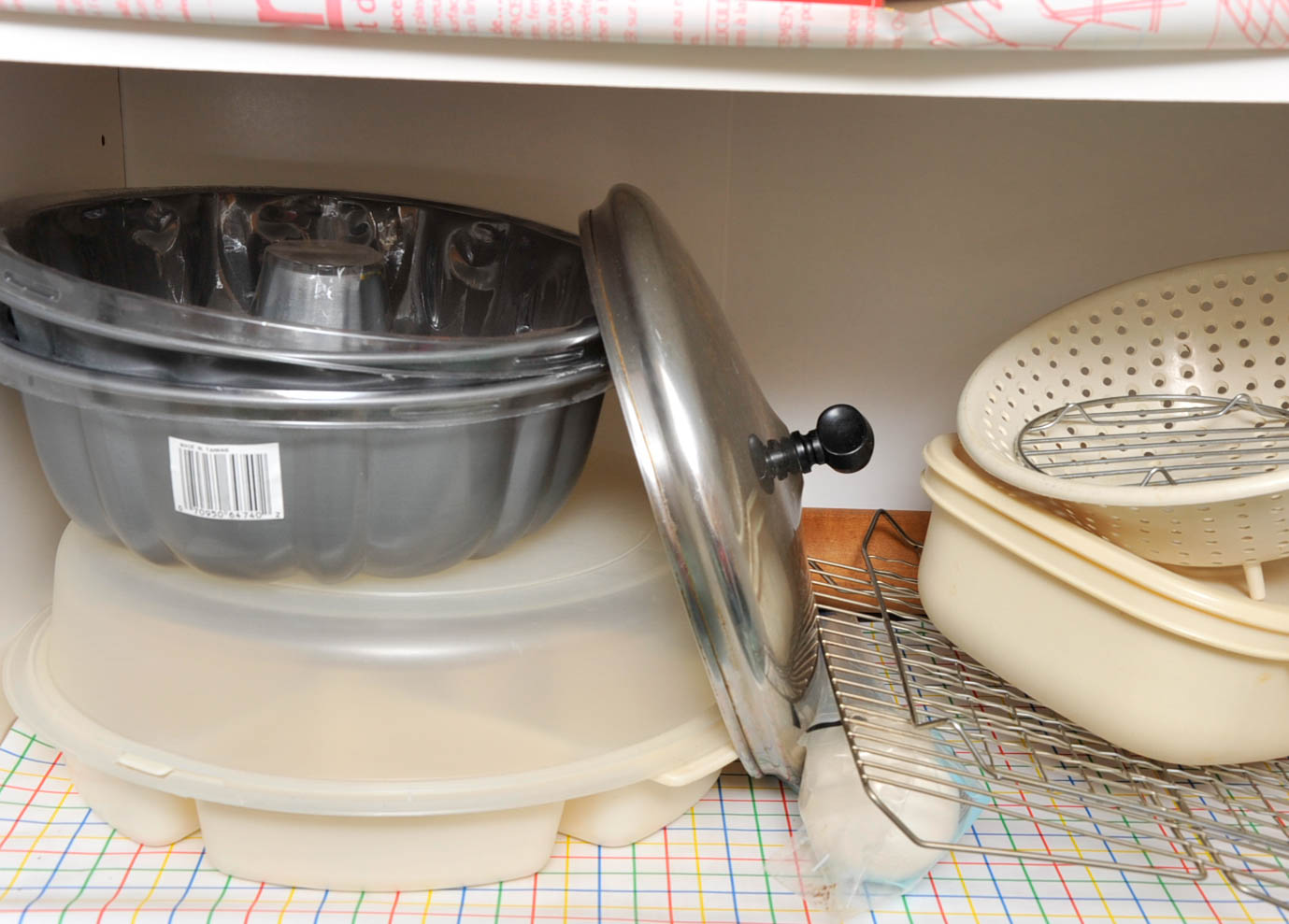 Baking Supplies and Glass Front Cabinet