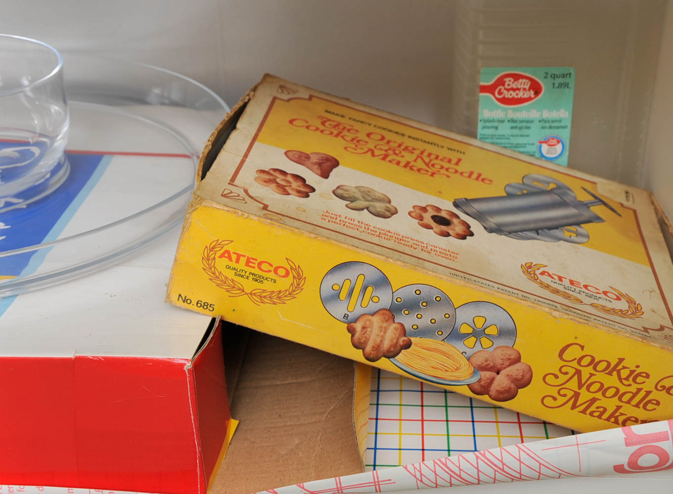 Baking Supplies and Glass Front Cabinet