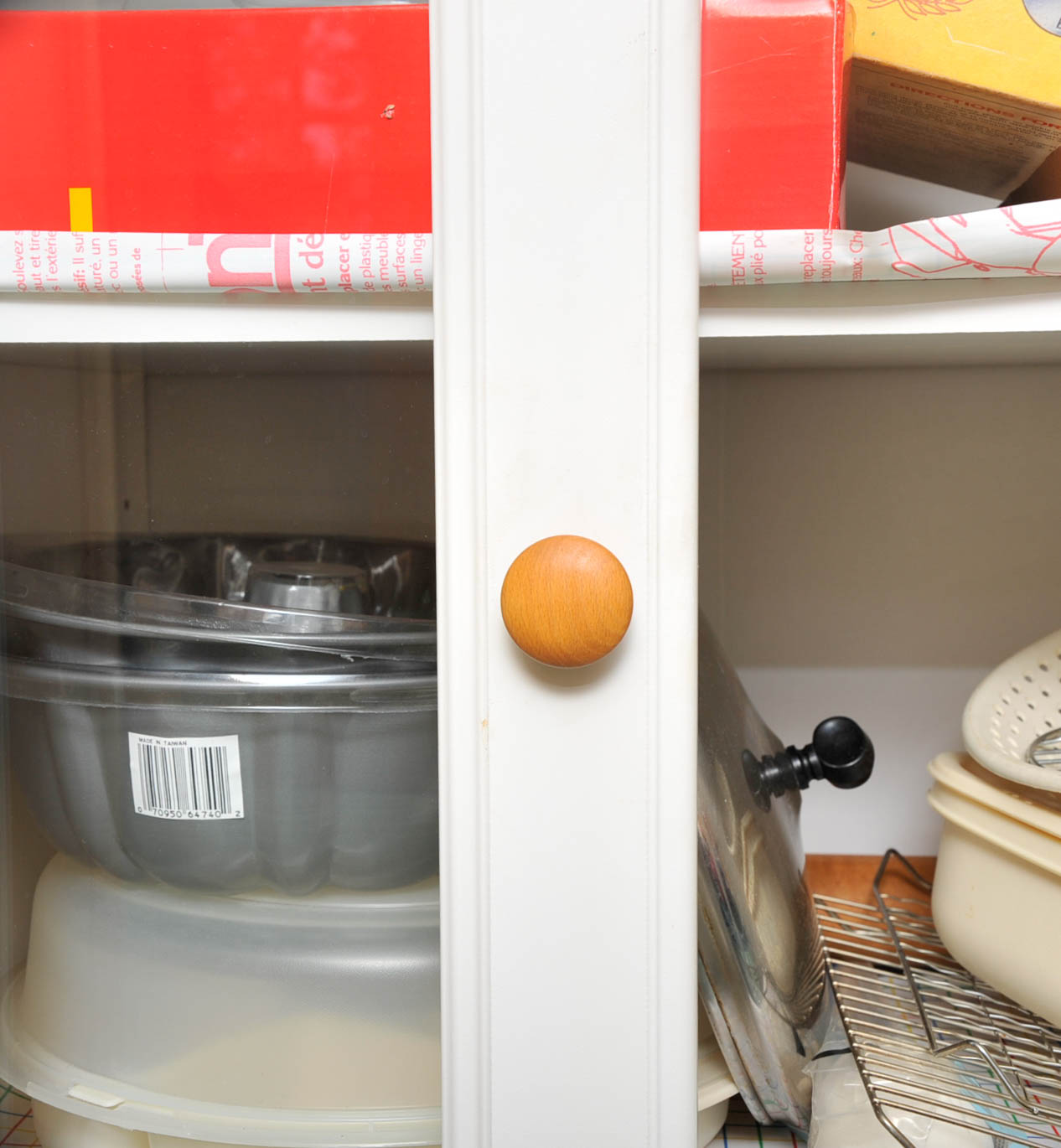 Baking Supplies and Glass Front Cabinet