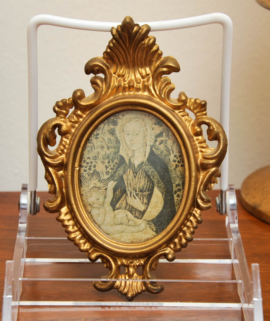 Oval Gilt Mirror and Framed Prints