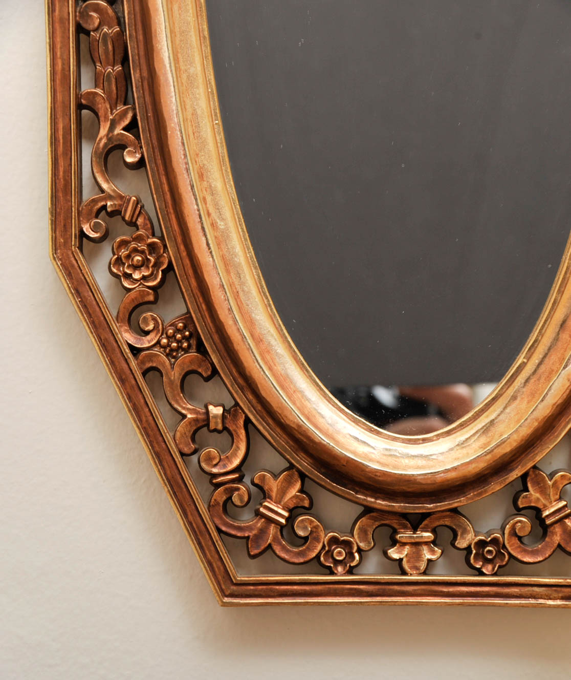 Oval Gilt Mirror and Framed Prints